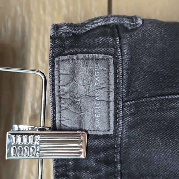 American Eagle Skirt Black Button Front Hi Rise A Line Denim Mini 4 - Picture 3 of 6